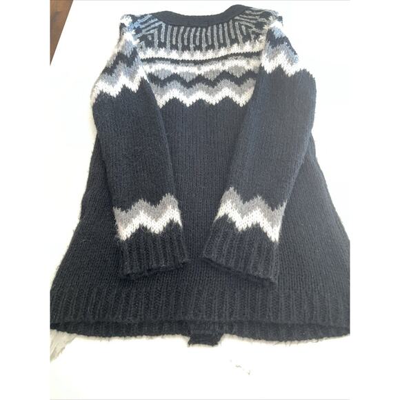 Lara Knit Cardigan Sweater Sz M Black Open Front Knit Mohair Blend Made in Italy - Picture 15 of 16